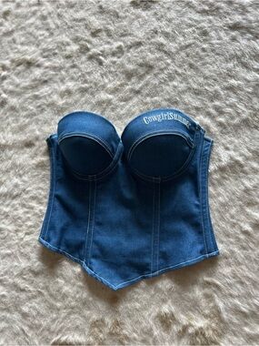 Cowgirl Summer Denim Corset Top in Blue